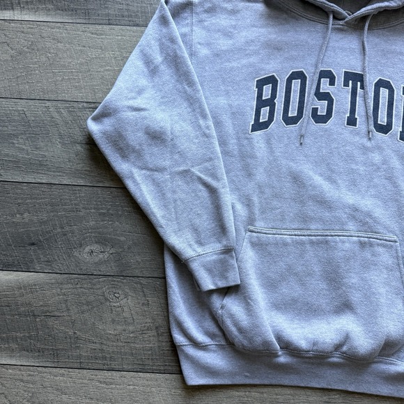 John Galt/Brandy Melville BOSTON Sweatshirt Hoodie Oversized Heather Gray OSFM - Picture 3 of 9